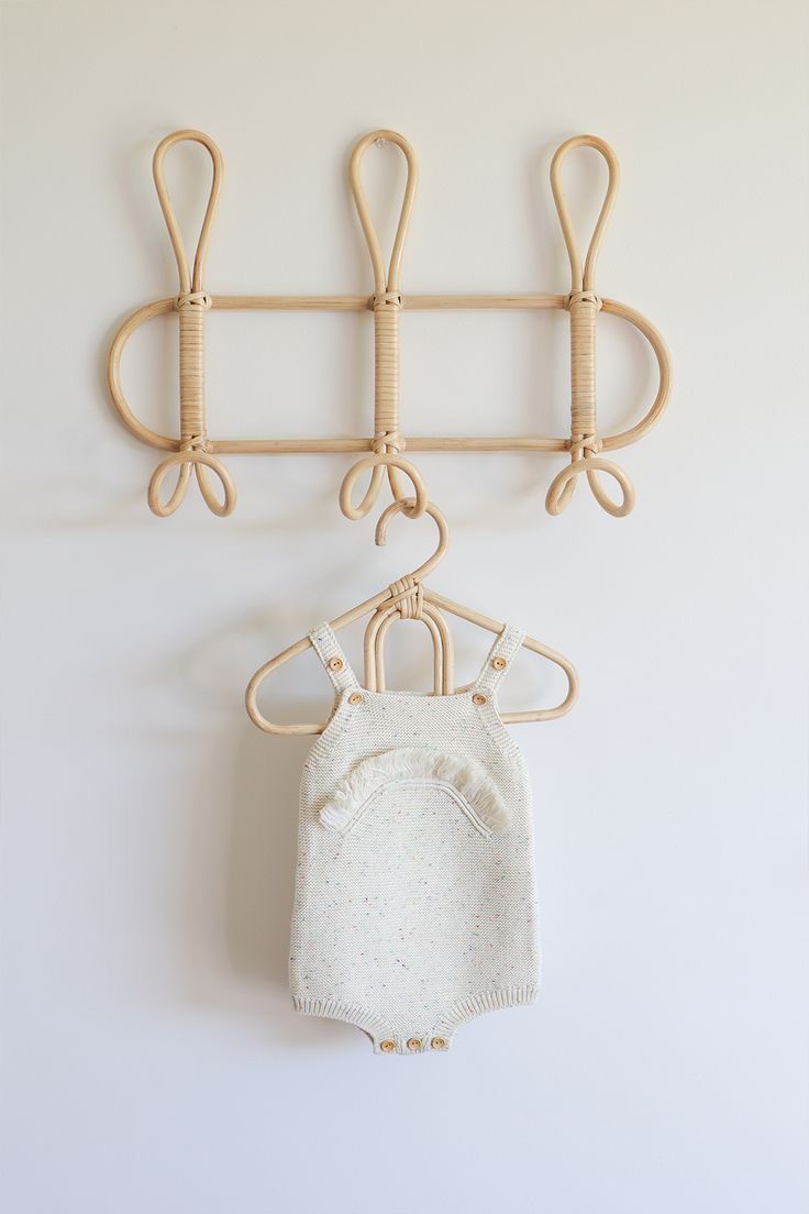 Boho Rattan Wall Hooks for Kids Room | Neutral Nursery Wall Decor