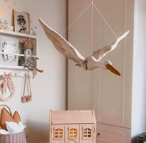 Dreamy Whimsical Fabric Swan Ceiling Hanging Mobile