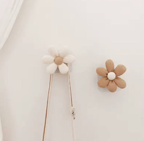 Boho Corduroy Flower Wall Hook & Cabinet Knob for Nursery