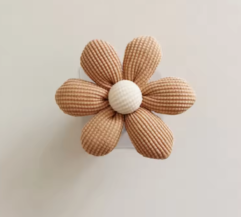 Boho Corduroy Flower Wall Hook & Cabinet Knob for Nursery