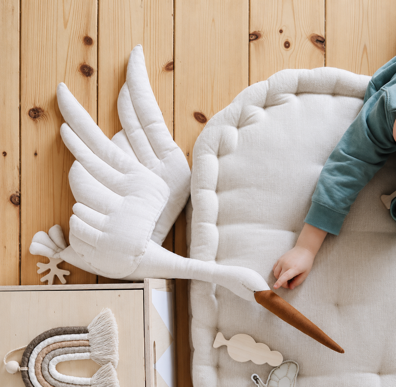 Dreamy Whimsical Fabric Swan Ceiling Hanging Mobile