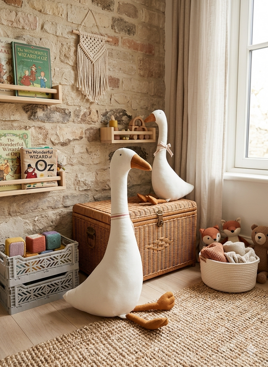 Handcrafted Goose Plush Toy | Boho Nursery Decorative Pillow