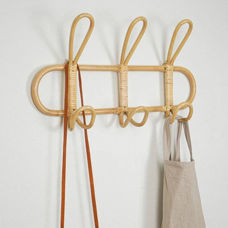 Boho Rattan Wall Hooks for Kids Room | Neutral Nursery Wall Decor